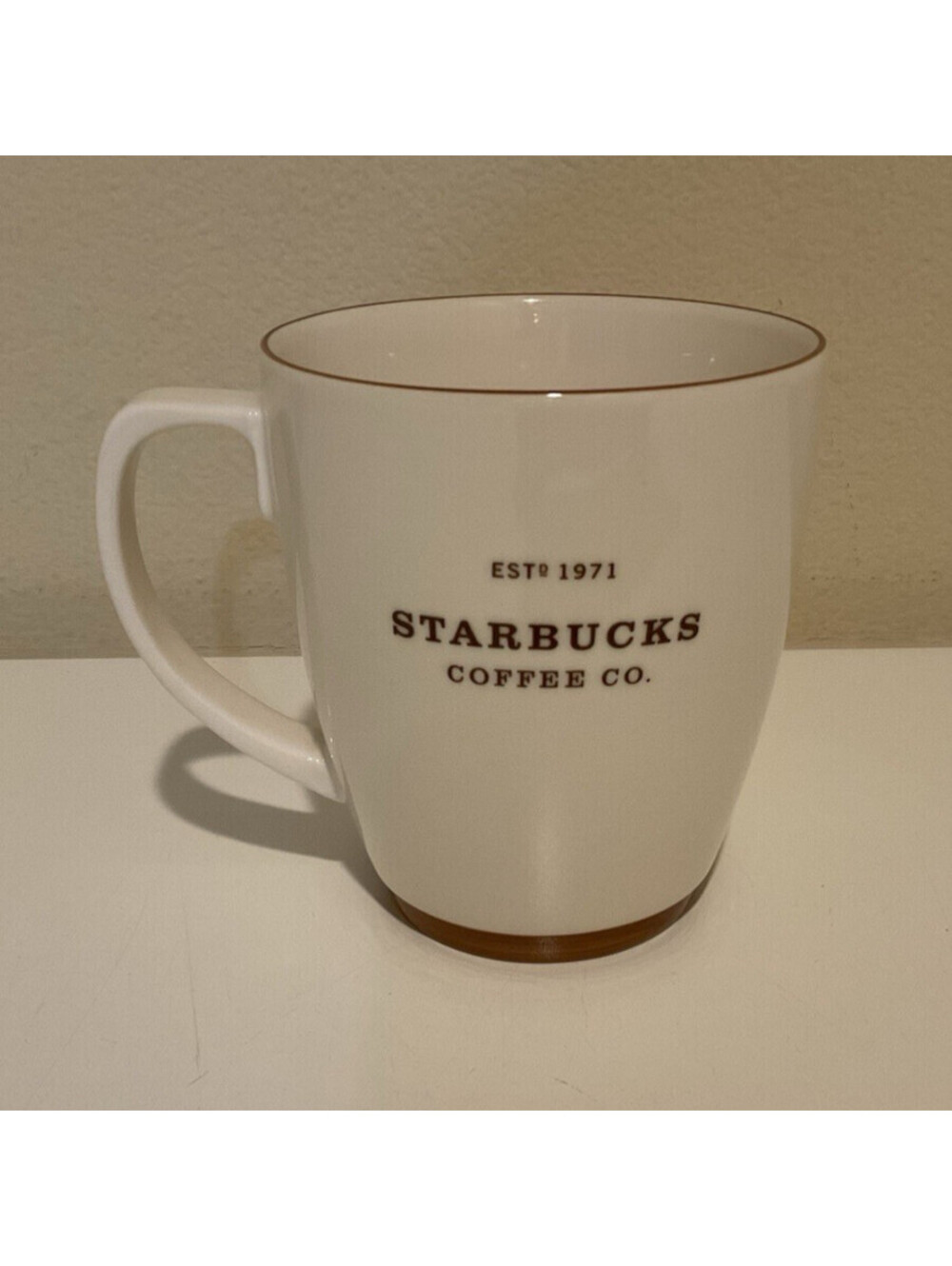 2006 Starbucks Abbey Coffee Mug Cream Brown Est 1971 Barista Ceramic 16 oz